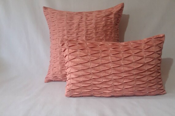 Blush pink pillow cover with white Orange Fabric Pillow Cover With White