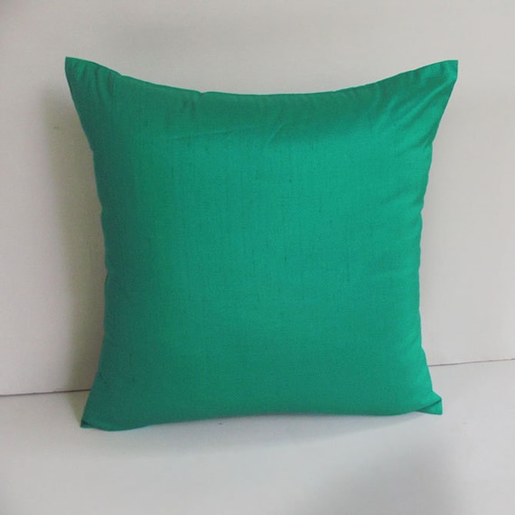Jade Green Dupioni Silk Pillow Decorative Green Cushion Cover
