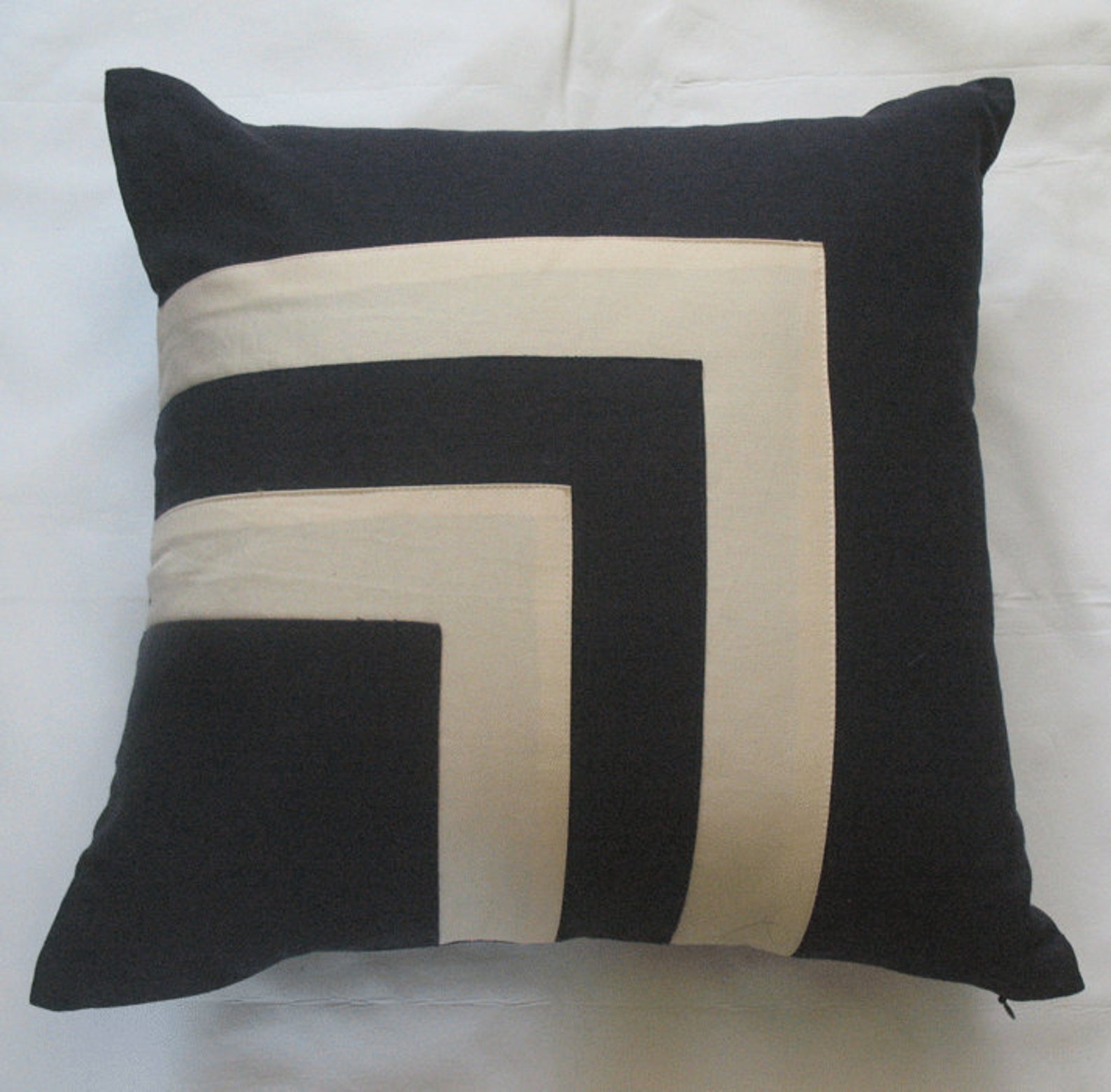 Navy and Cream Throw Pillow Cover With Square Graphic Design Etsy