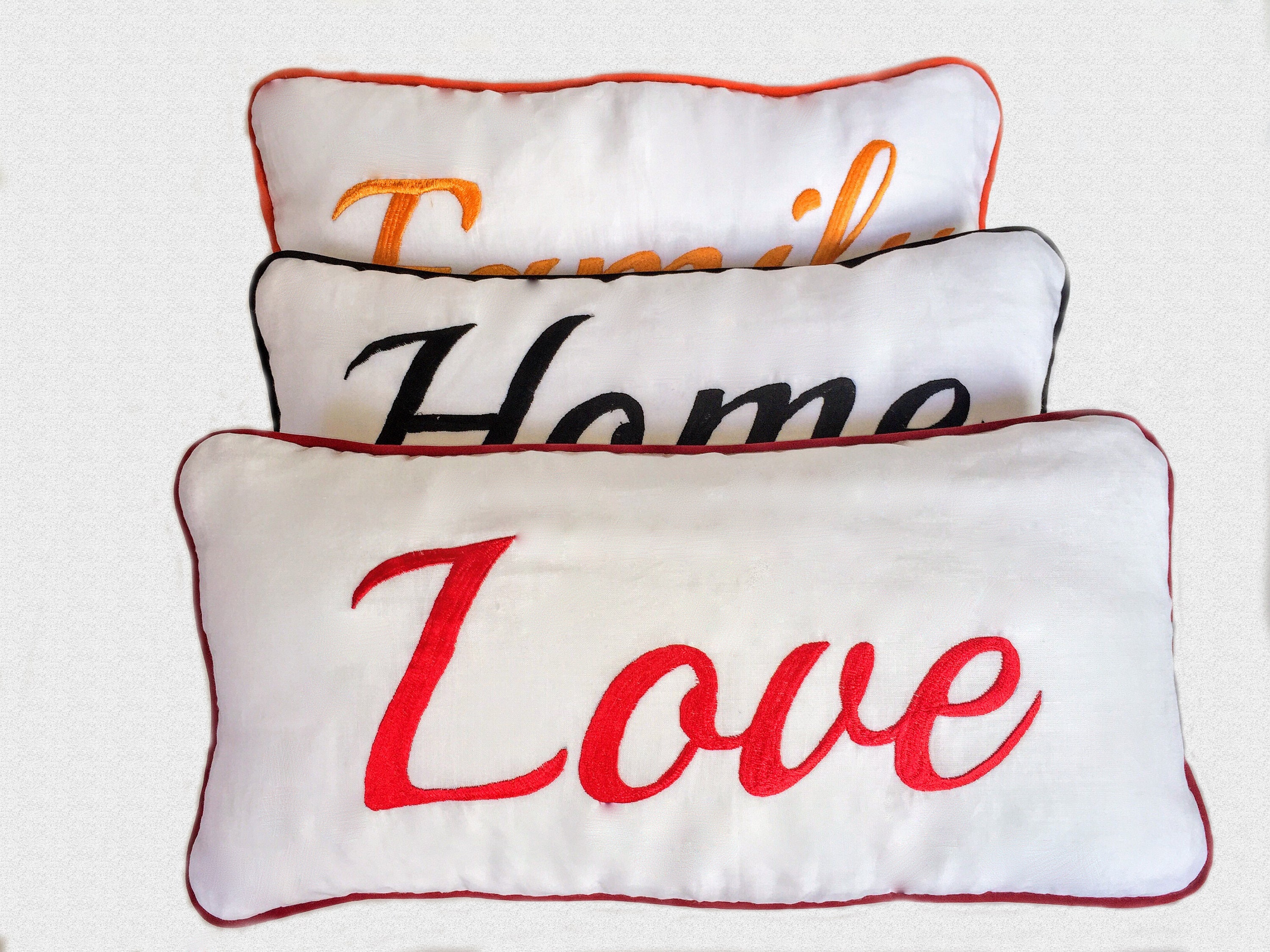 White word pillow cover. Deceretive word pillow. Love pillow. Etsy