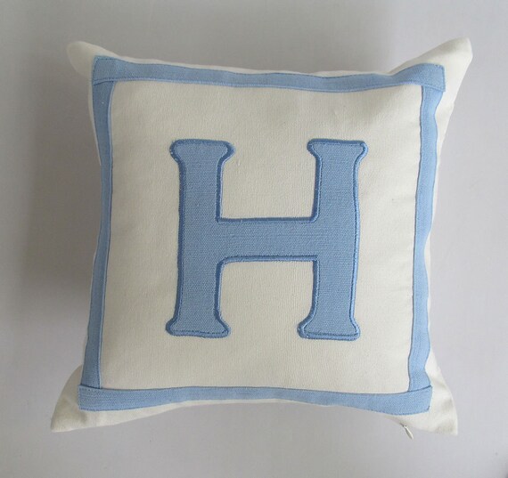 Light Blue Monogram Decorative & Throw Pillows