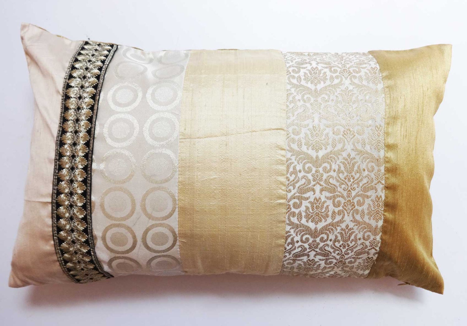 Gold dupioni silk pillow. off white banars silk decorative Etsy