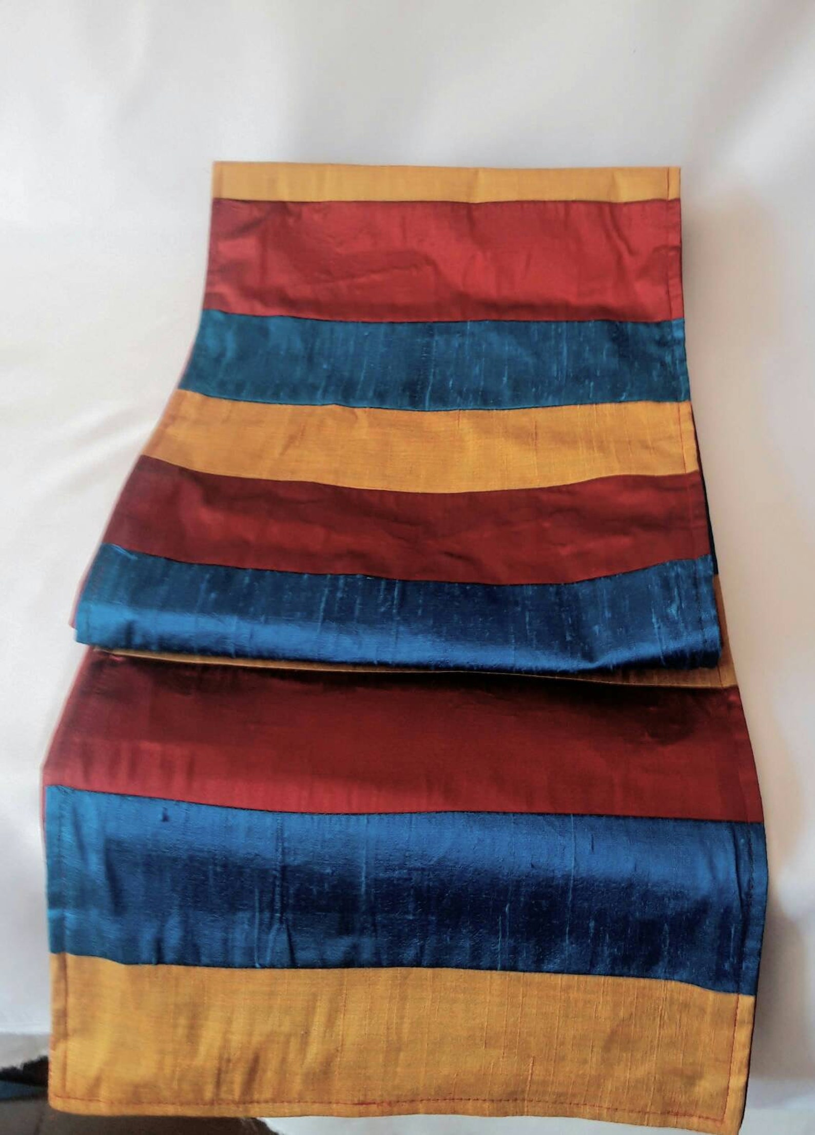 Blue Stripes Table Runner Blue Silk Table Runner. Custom Made. Etsy