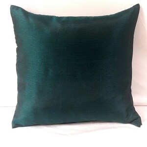 jungle green silk cushion cover. Decorative forast green pillow cover. Bottle green art silk 18inch.on offer. 2 in stock, ready to ship image 1