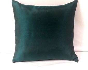 jungle green silk   cushion cover.  Decorative forast green  pillow cover. Bottle green art silk 18inch.on offer. 2 in stock, ready to ship