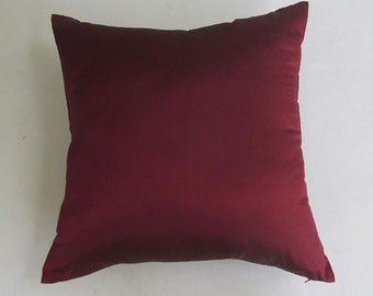 burgundy peur dupioni  silk throw pillow cover. Decorative pillow. Luxury pillow cover. Custom made 14 to 22 inches