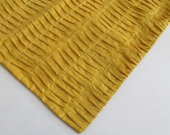 saffron yellow  pleated table runner, saffron  yellow silk pintuck table line, Yellow decorative table runner, 52 to 88 inches. Custom made