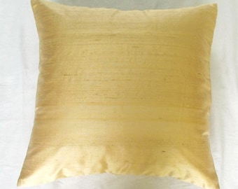 Honey gold dupioni silk pillow, Decorative dull  gold cushion cover, luxury throw pillow cover, custom made. 16 to 24 inches.