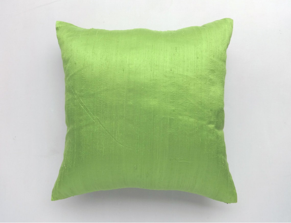 Lime Green Silk Pillow Cover. Decorative Dupioni Silk Pillow. Etsy
