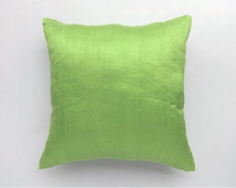 Clearance sale. Lime Green silk pillow cover. Decorative dupioni silk pillow. 18 inch parate green pillow cover. spring decor. 30 % off.