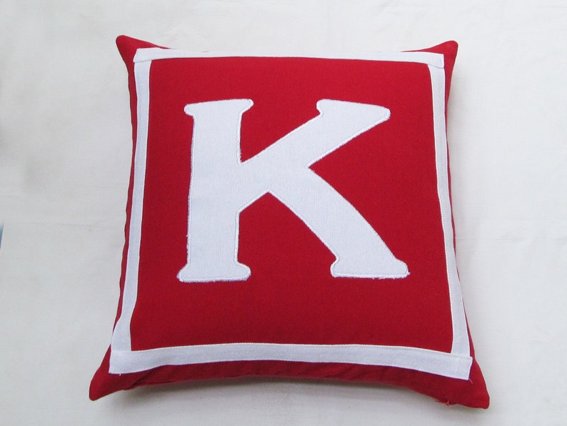 Red and White Initial Pillow Cover. Monogram Pillow. Letter Etsy
