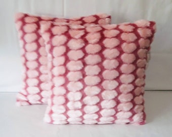 Pink pillow, Fluffy pink nursery cushion cover, valentine pillow, faux fur heart pillow cover. play room decor. Custom made.