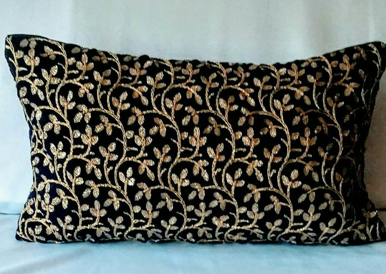 On sale navy blue and gold Velvet pillow. Navy with gold Etsy