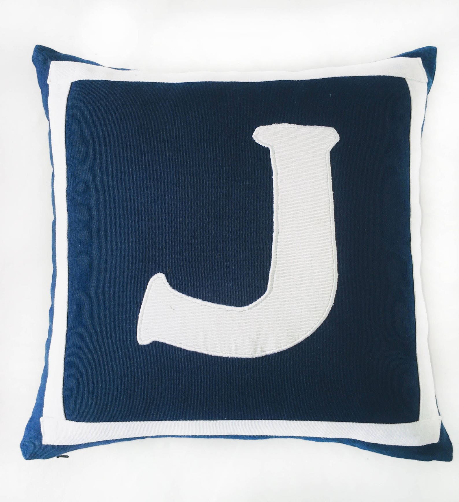 Navy Blue Monogram Pillow Blue and White Letter Pillow Cover Etsy
