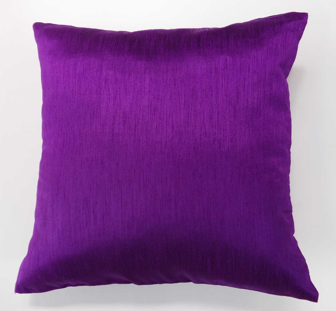 Purple Art Silk Pillow Solid Purple Cushion Cover and Throw Etsy