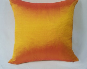 Golden yellow Dupioni silk pillow cover. luxury peur silk cushion. Bright gold Decorative pillow  18x18 inches on 20% different  2 in stock