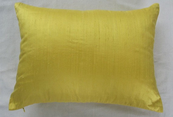 Bright yellow dupioni silk oblong Yellow lumbar pillow | Etsy