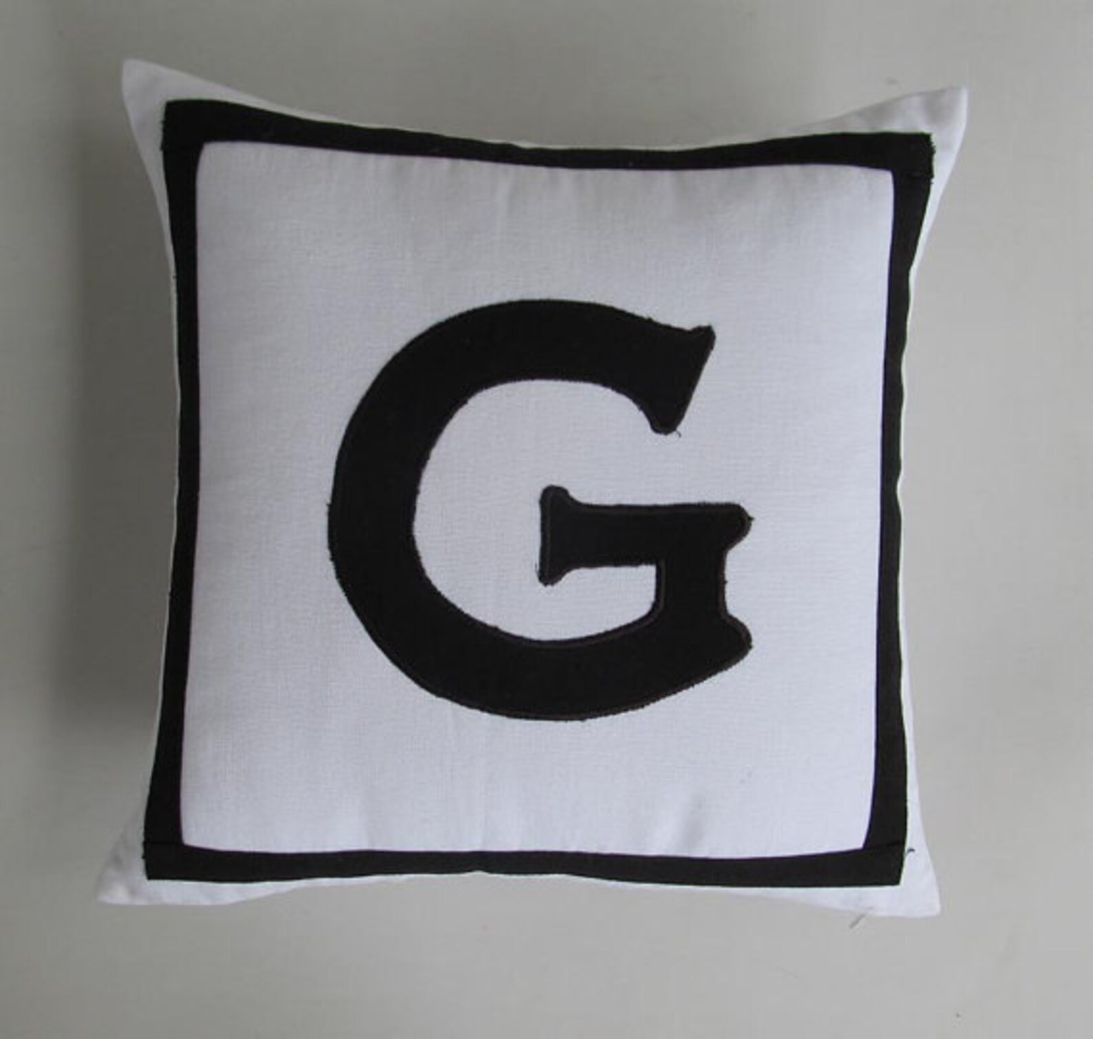 Black and White Monogram Pillow Cover. Initial Cushion Cover. Etsy