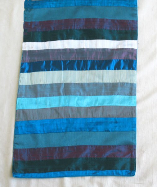 Blue Stripes Table Runner Blue Silk Table Runner. Custom Made. Etsy