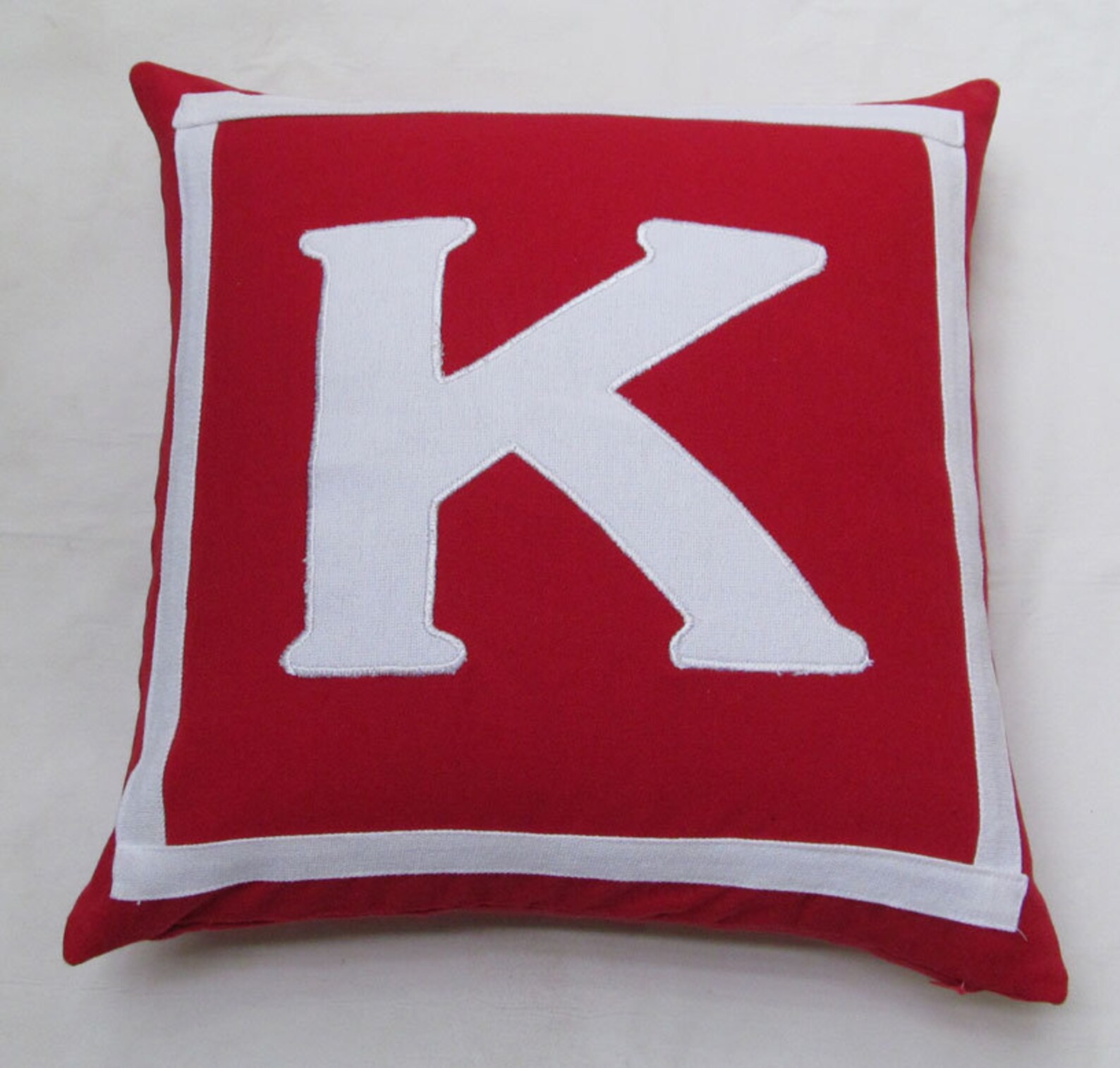 Red Monogram Pillow Monogrammed Pillow Red and White Initial Etsy