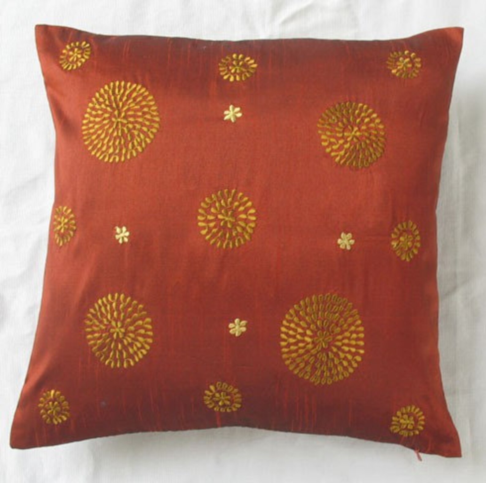 Burnt Orange Circle Throw Pillow Cover With Retro Embroidery. Etsy
