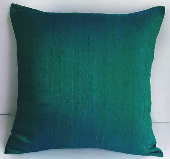 Peacock green dupioni silk. Emerald Jade green dupioni silk throw pillow