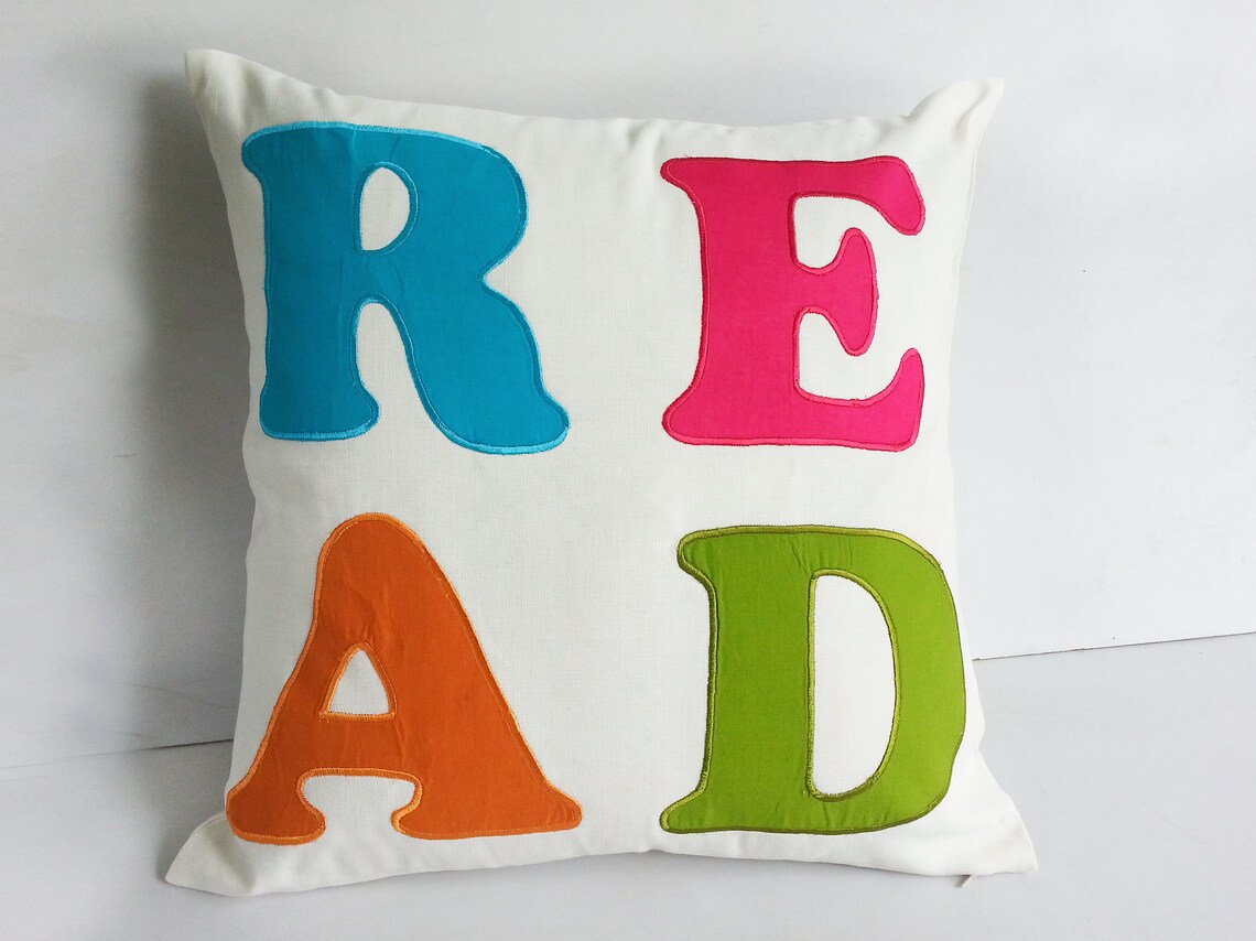 Word pillow. Read Pillow cover. Nursery cushion cover kids Etsy