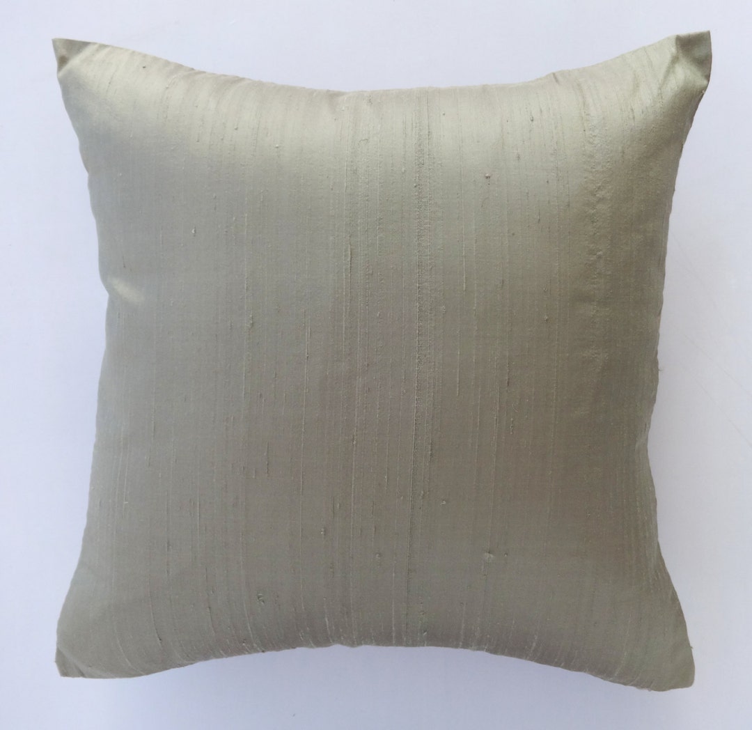 Sage Green Silk Pillow Greenish Gray Dupioni Silk Pillow Etsy