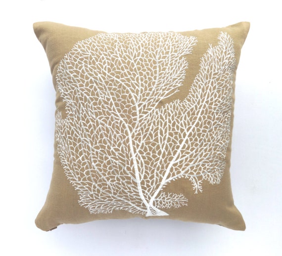 Taupe Coral Pillow Cover Stock Clearance 20 Off Sea Theme Etsy