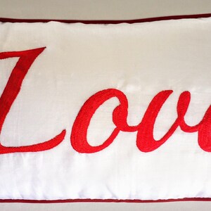 White word pillow cover. Deceretive word pillow. Love pillow. Customized word pillow with your choice of words and colour 12x20. Custom made