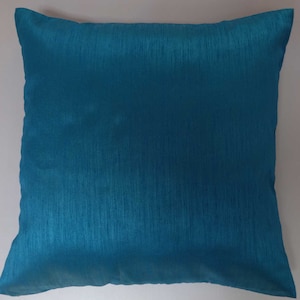 teal blue modi silk pillow cover-   decorative silk pillow- luxury pillow 16,to 24 inches. Custom made pillow covers. Wowen silk pillow.