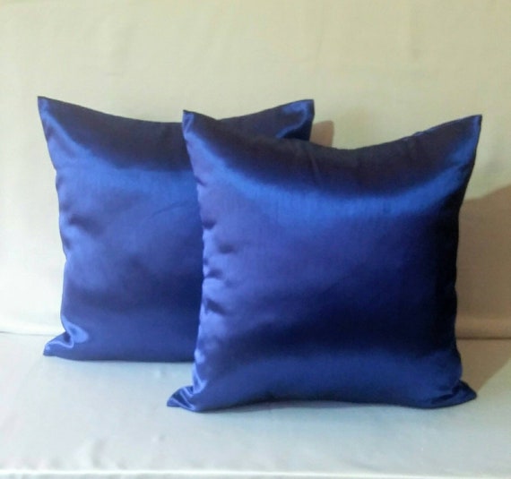 Royal blue silk pillow. Rich shiny silk Royal Blue pillow. Cobalt blue art silk