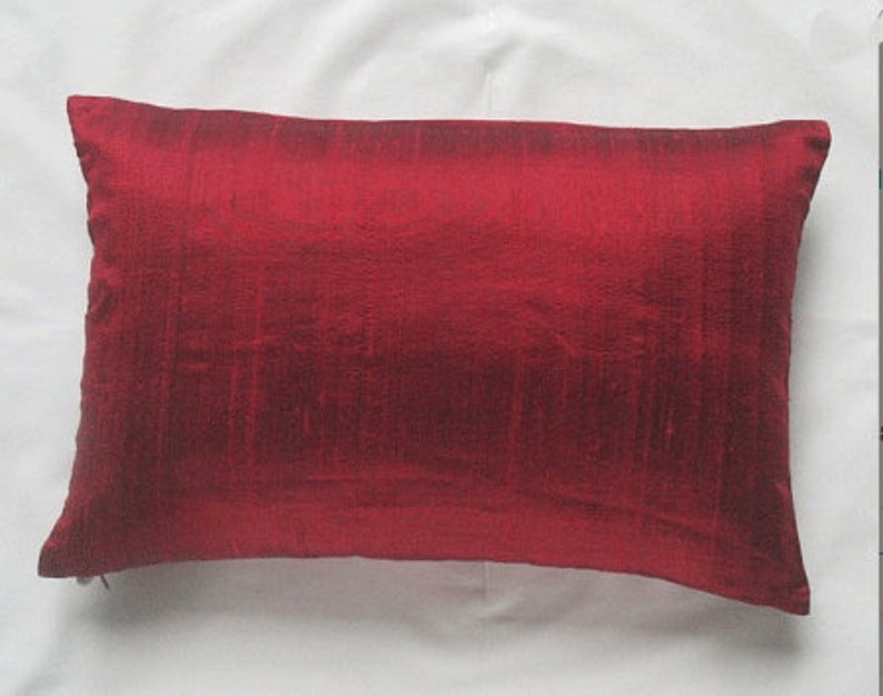 Deep Red Oblong Silk Pillow Cover. Decorative Dupioni Silk Etsy