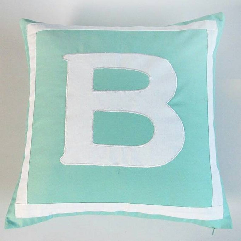 Midnight Blue Monogram Pillow With White Initial. Decorative Etsy