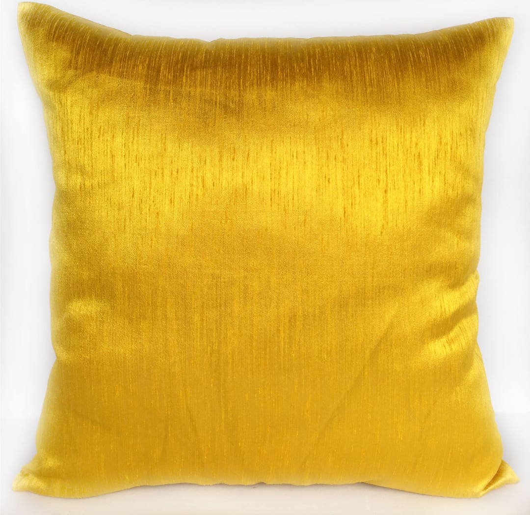 Golden Yellow Silk Cushion Cover. Merry Gold Cushion, Deep Yellow