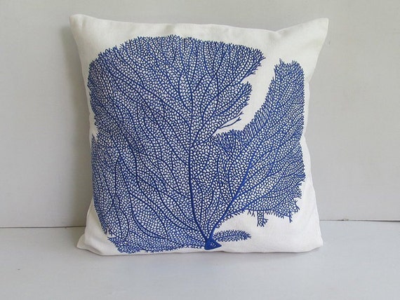 Indigo coral pillow cover coastal Best of Coastal Etsy USA | Pillows