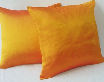 Golden yellow silk pillow, Merry gold pure dupioni silk luxury cushion covers, decorative luxury cushion Custom made.