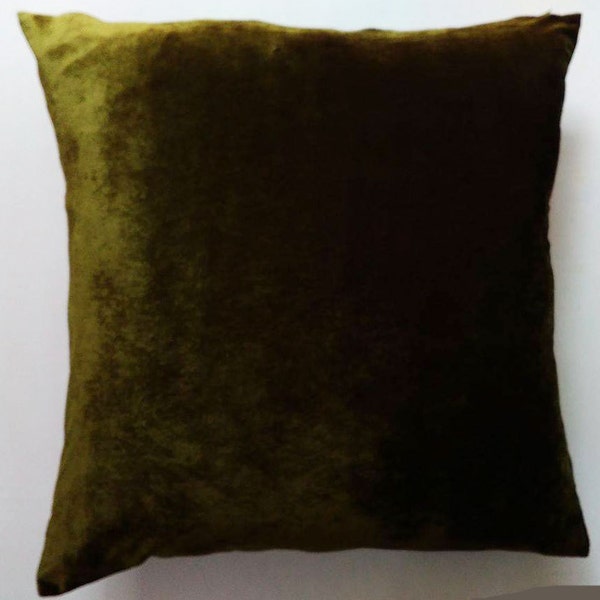 deep olive green velvet pillow cover. Decorative velvet pillow euro sham. luxury pillow cover, 16 to 26 inches.