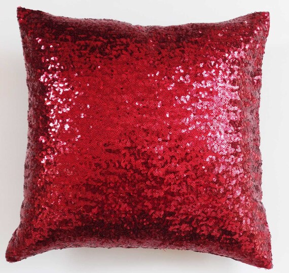 red sequin cushion