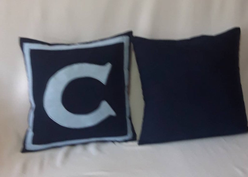 Midnight Blue Monogram Pillow With White Initial. Decorative Etsy