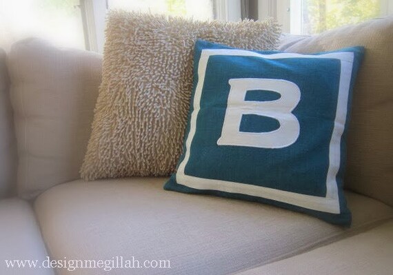 Monogram Throw Pillow with Sayings Grateful Thankful Blessed, Aqua Couch  Pillow, Accent Pillow, Personalized Holiday Pillow Cover - PIL147