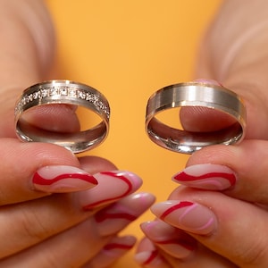 6 mm massief gouden heren trouwring, 10k, 14k, 18k massief gouden trouwringen voor mannen, moderne unieke platte trouwringen voor haar