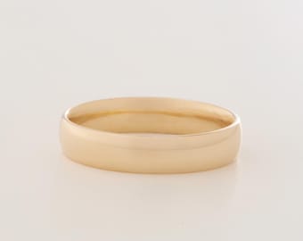 4mm Dome Solid Gold Wedding Band, 10k, 14k, 18k Yellow Gold Classic Wedding Ring, Comfort Fit Bands, Simple Thin Wedding Band.