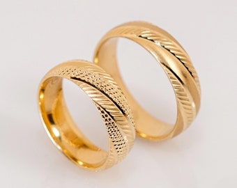 6mm Yellow Gold Wedding Band, Minimalist Men's Ring, Custom Engraved