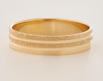 Unique Women's Wedding Band • Matching Couple Ring with Dual Lines • 10k 14k 18k •