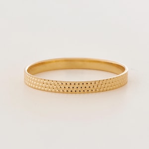2mm Solid Gold Dot Texture Wedding Band • Minimalist Flat Ring • 10k 14k 18k Dainty Gold Ring for Women • Thin Promise Ring