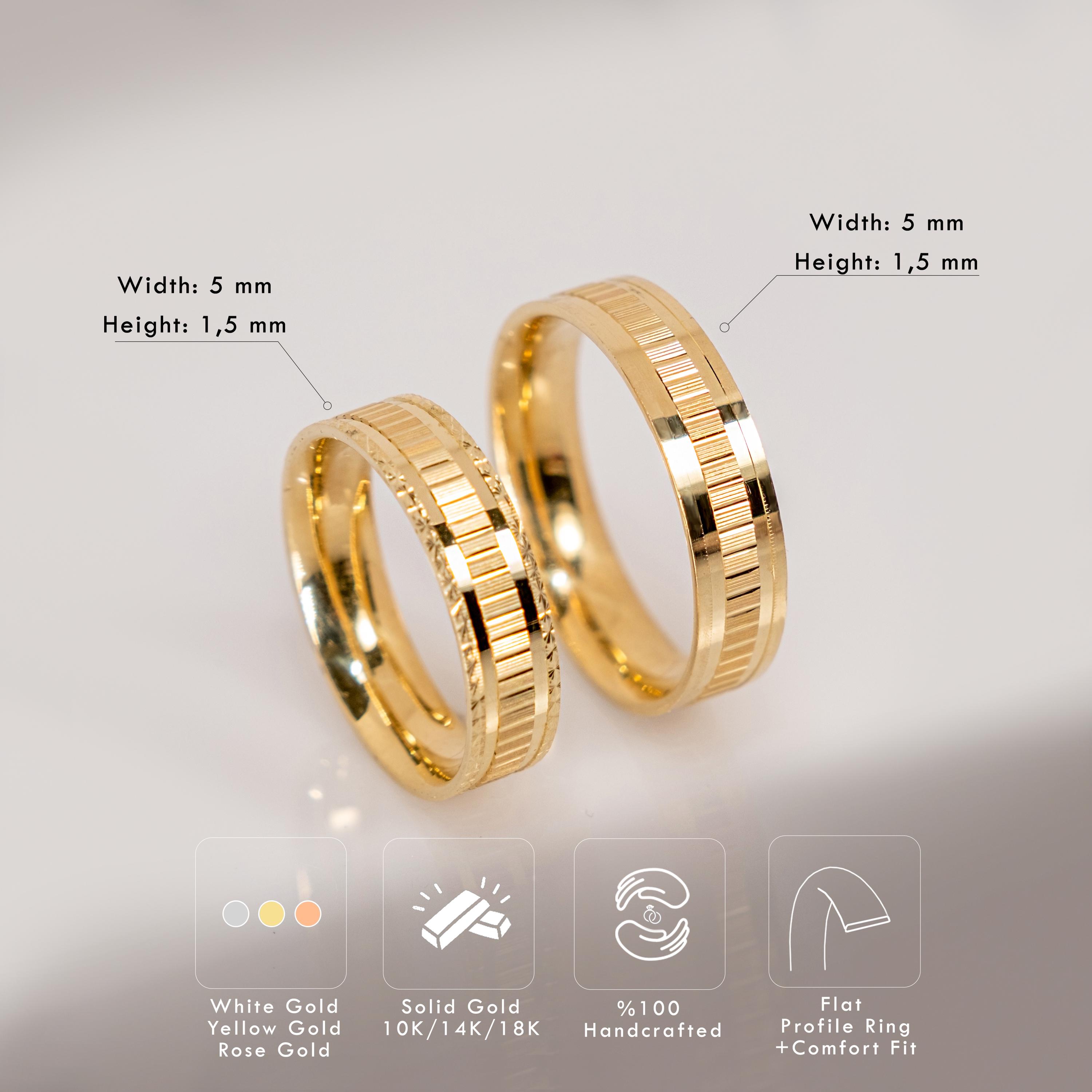 Solid Gold Wedding Rings 6mm Flat Solid Gold Band, Comfort Fit 10k 14k 18k Wedding Ring for ...