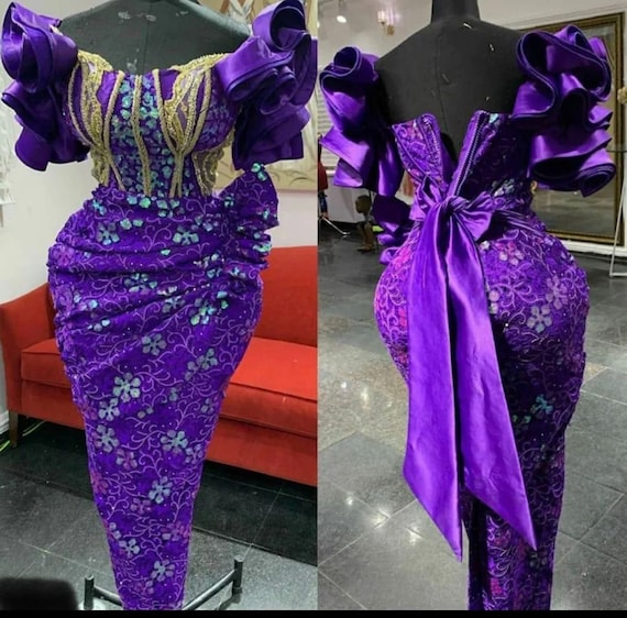 Wedding Guest Lace style Owanbe Aso ebi dress Women Dress African Lace Gown Dress for Women Evening Dress Nigerian Trendy gown