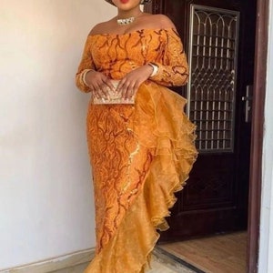 結婚式のゲスト、レーススタイル、オワンベ、アソエビドレス、女性用ドレス、アフリカンレースガウン、女性用ドレス、イブニングドレス、ナイジェリアのトレンディなガウン、