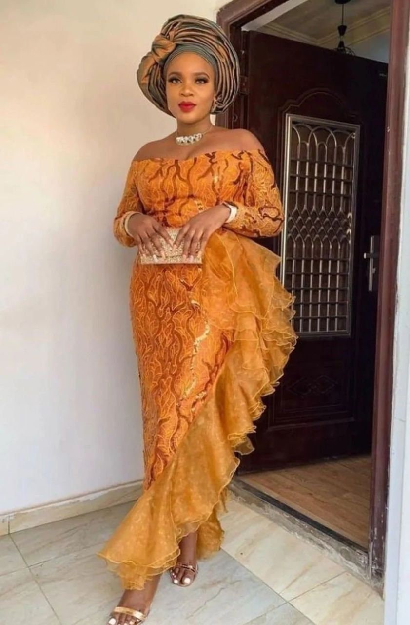 Wedding Guest, Lace style,Owanbe ,Aso ebi dress, Women Dress, African Lace Gown, Dress for Women, Evening Dress, Nigerian Trendy gown,